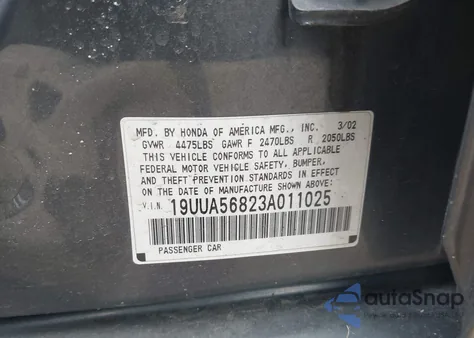 2003 Acura Tl 3.2 Type S from USA, damaged, VIN 19UUA56823A011025